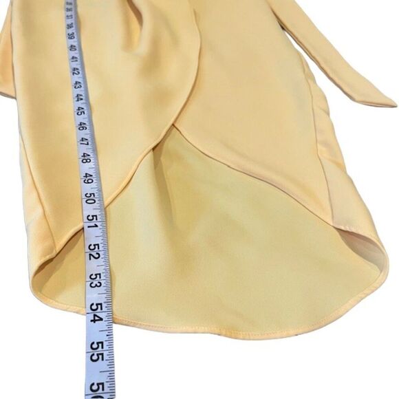Amanda Uprichard Martinique Dress Yellow Crepe Wrap Look Flutter Sleeve Size S - Picture 13 of 14